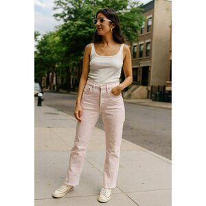 Levis Women’s 501 Pink Denim Jeans Straight Size 30x30 EUC